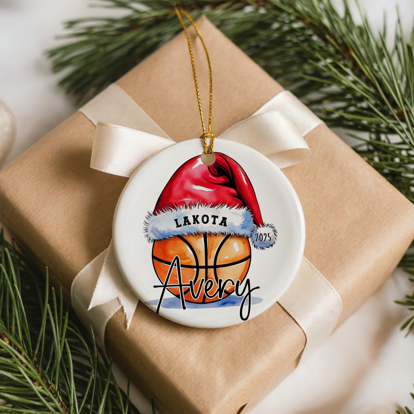 Basketball Santa Hat Ornament