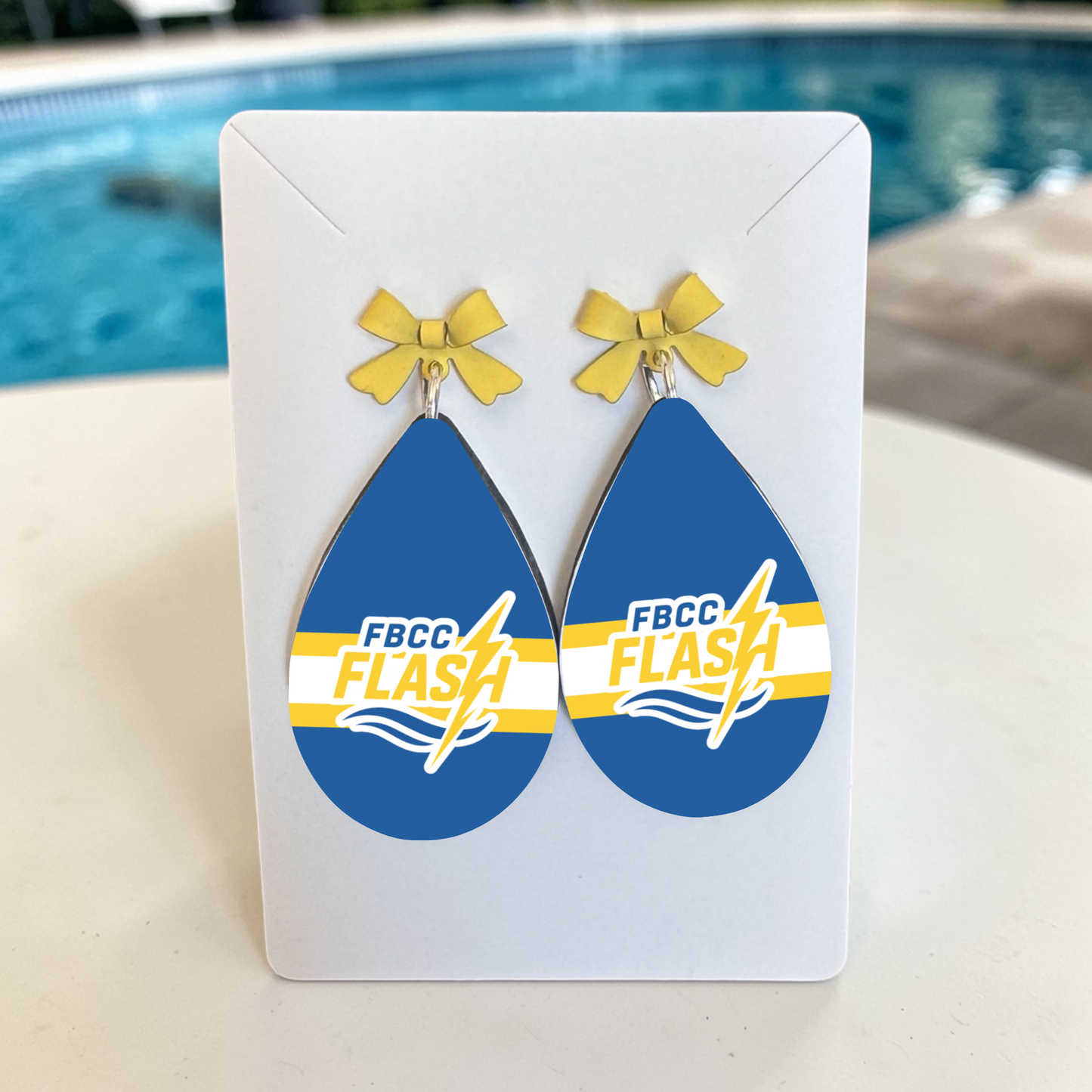 Flash - Blue Stripe Teardrop Earrings