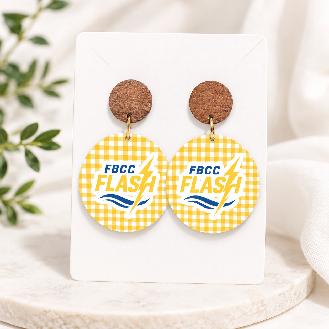 Flash - Yellow Gingham Earrings