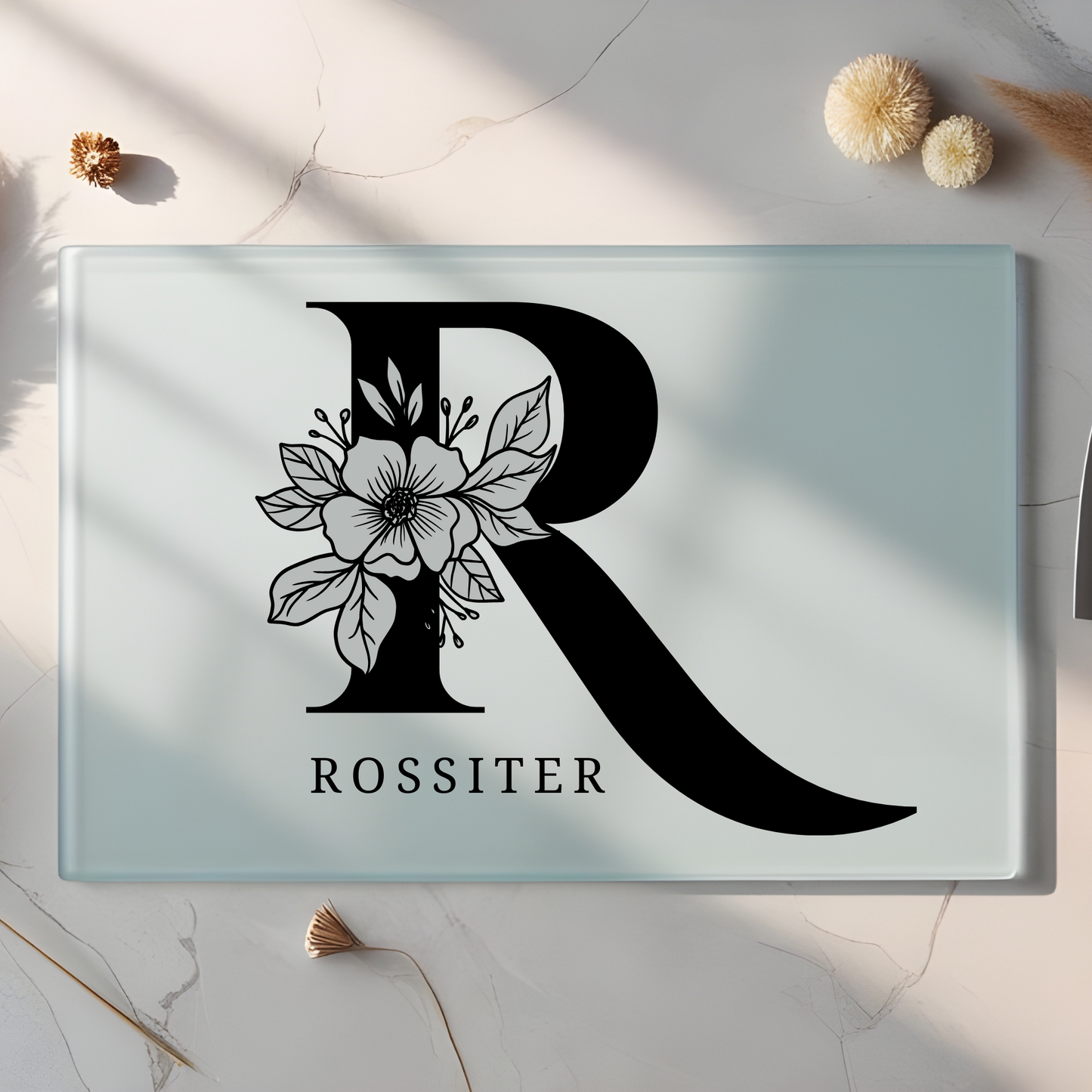 LETTER & PETALS INITIAL AND NAME
