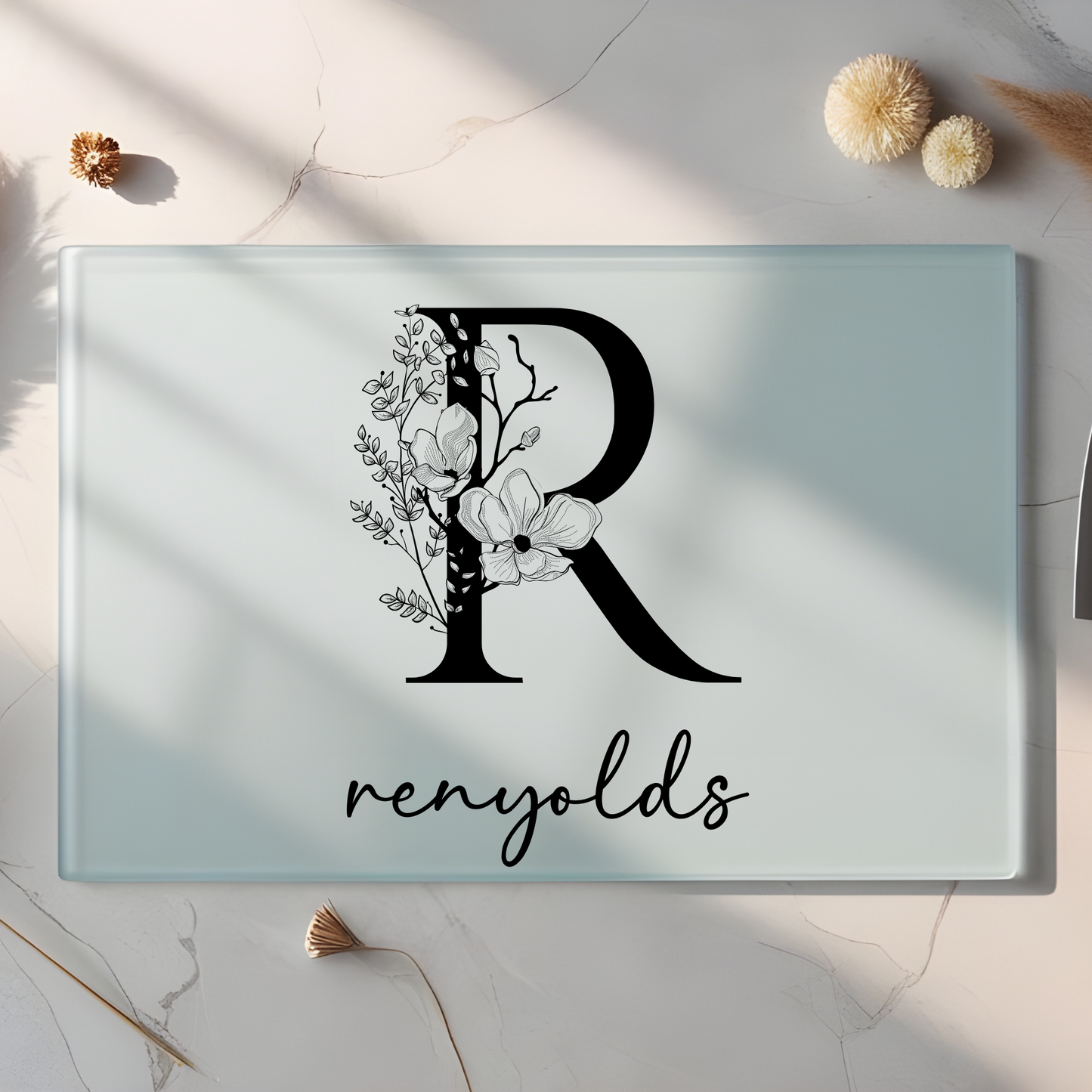 LETTER & PETALS INITIAL AND NAME