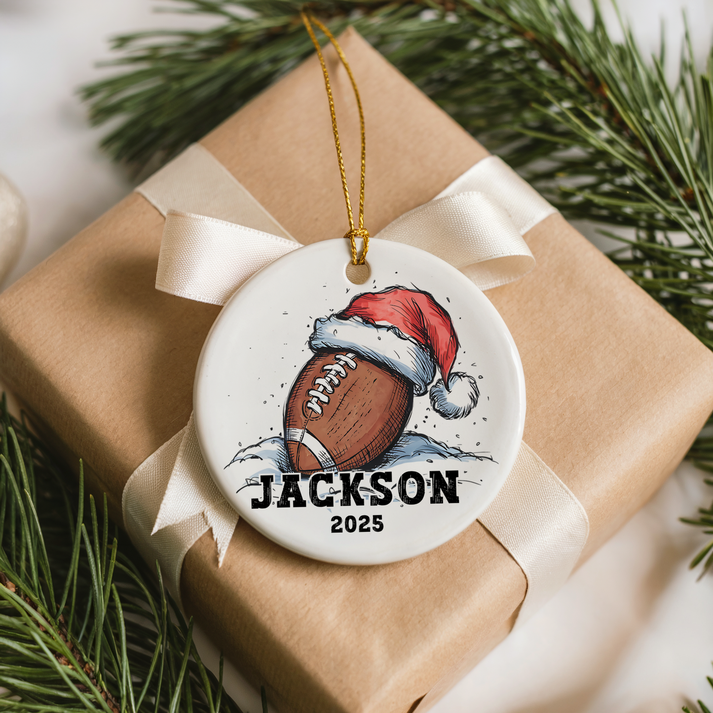 Football in the Snow Ornament