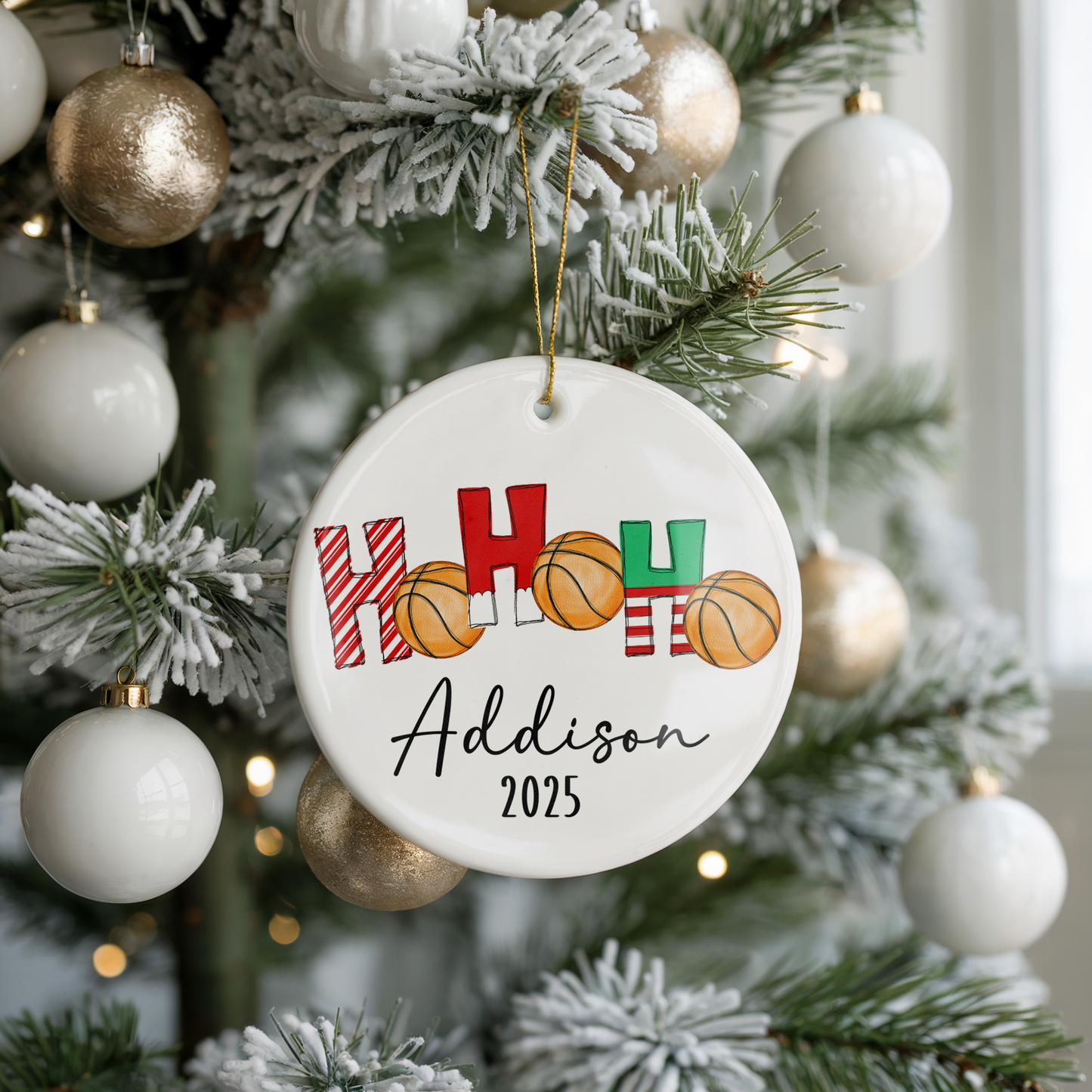 Basketball Ho Ho Ho Ornament