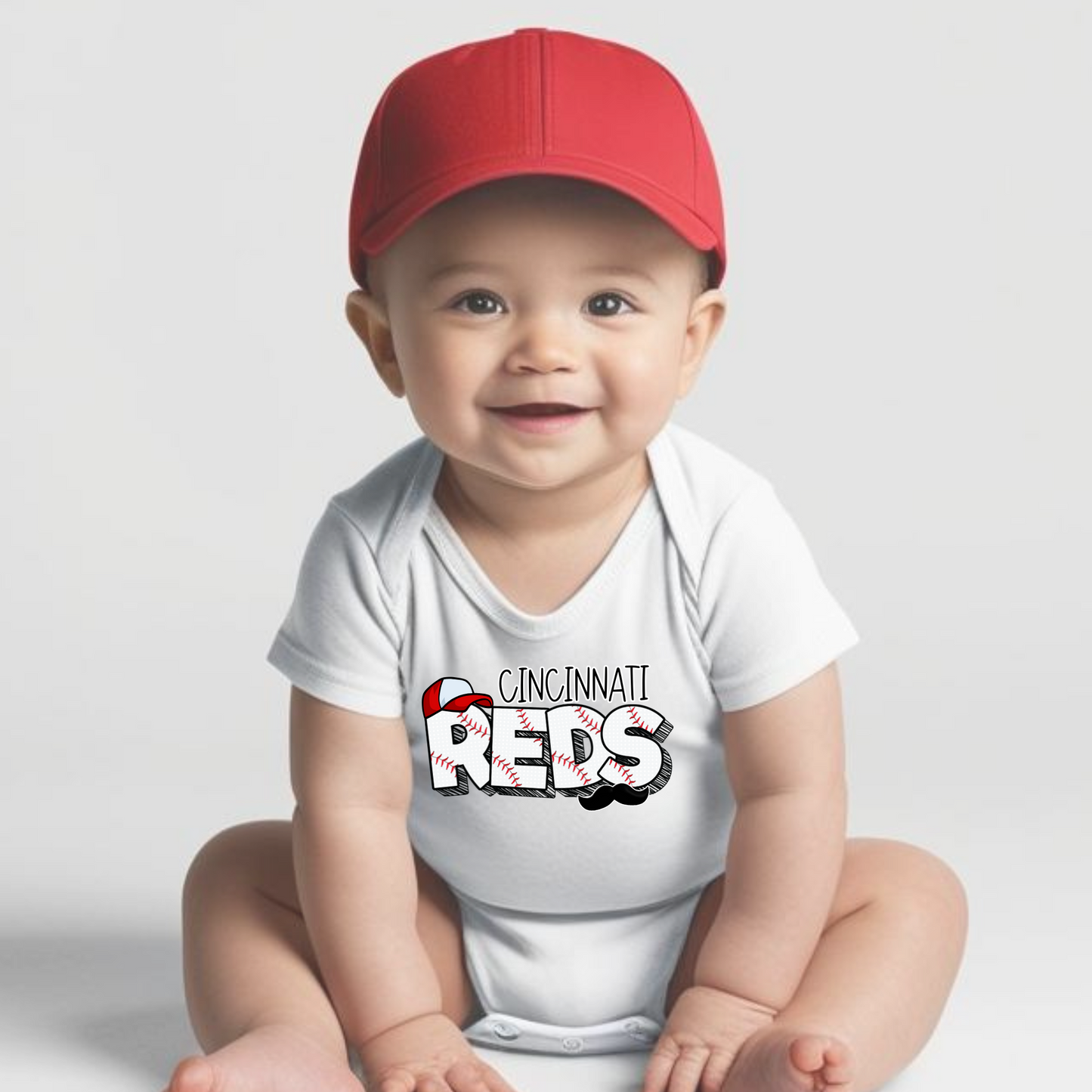 Reds Baseball Letters Onesie