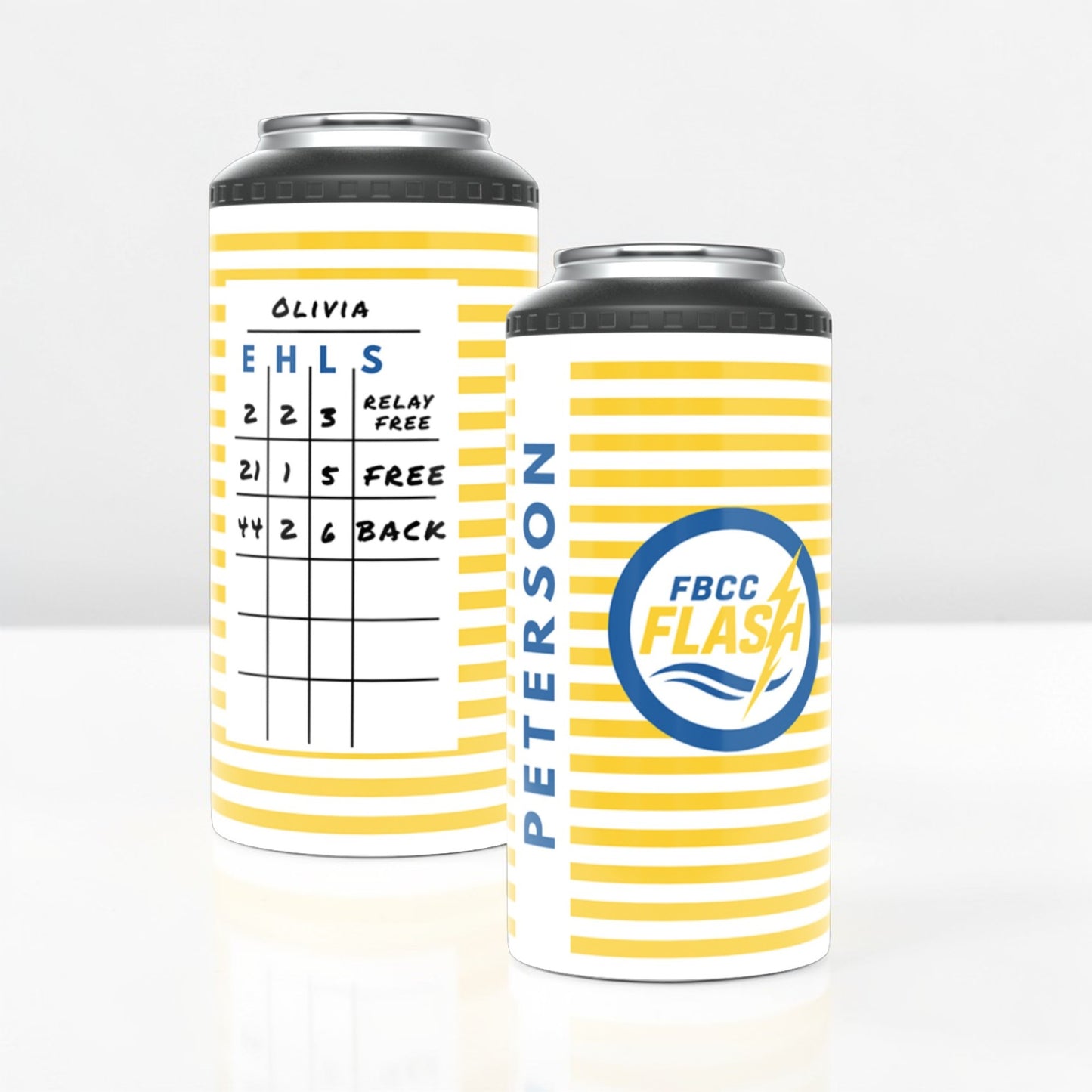 Flash Yellow Stripe Koozie with MeetChart
