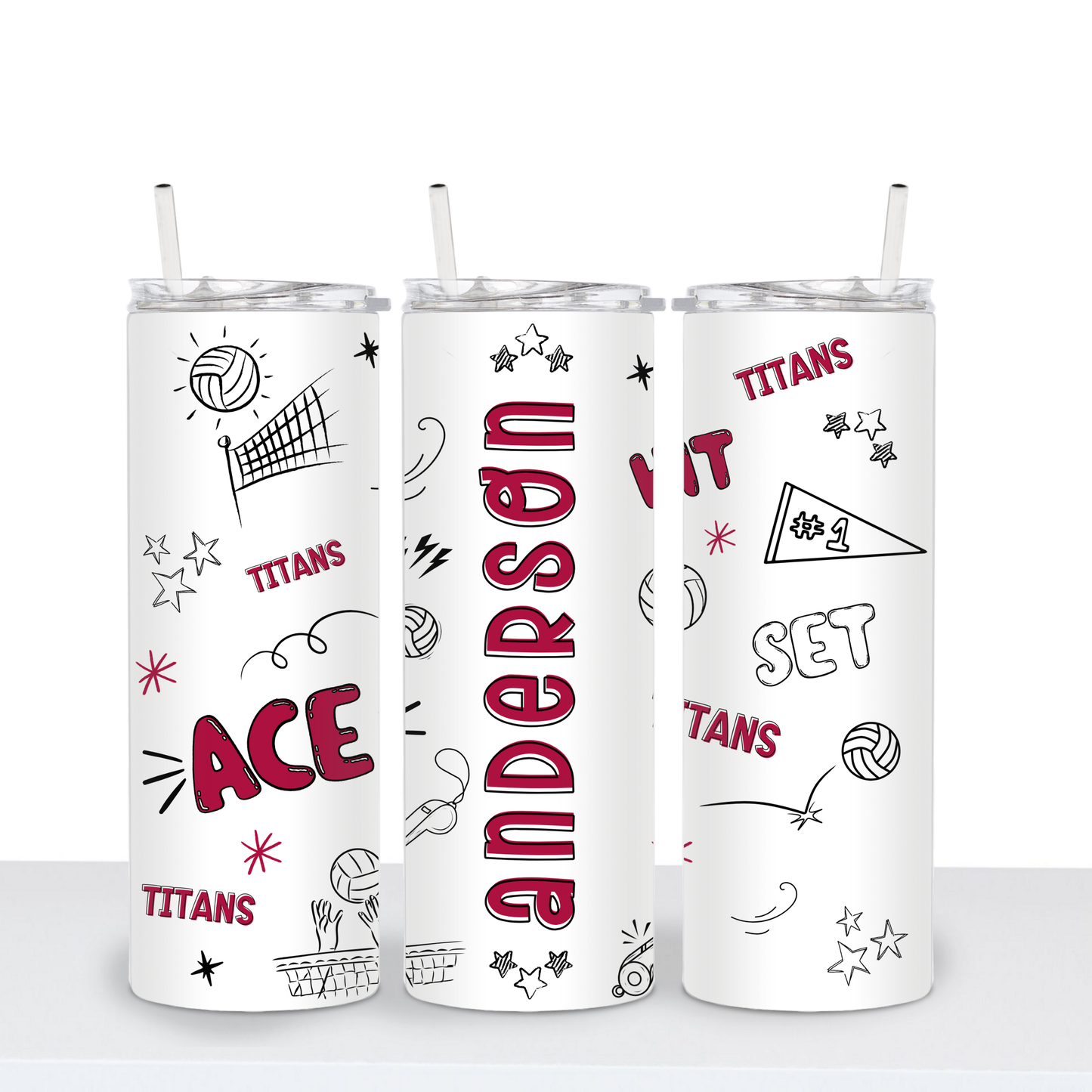 VOLLEYBALL—PERSONALIZED —Titan "Doodle" Tumbler