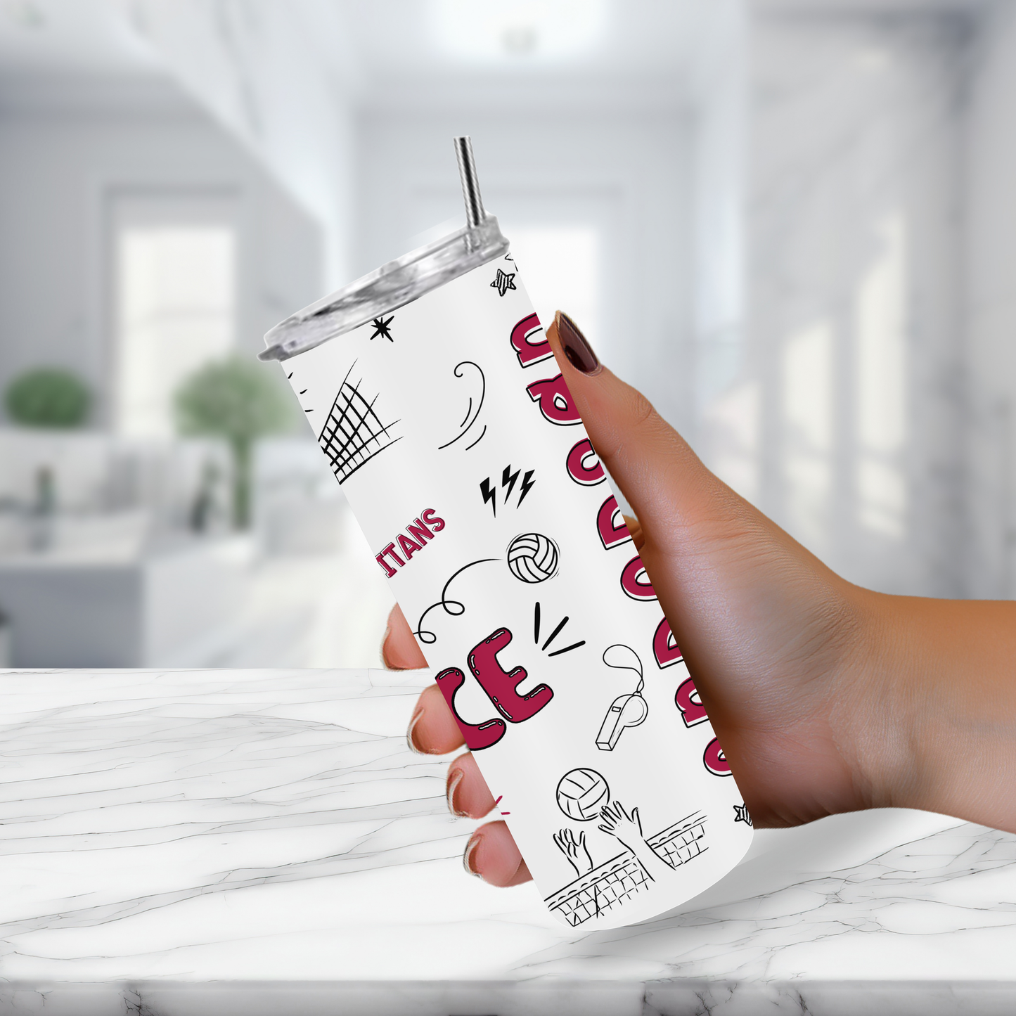 VOLLEYBALL—PERSONALIZED —Titan "Doodle" Tumbler