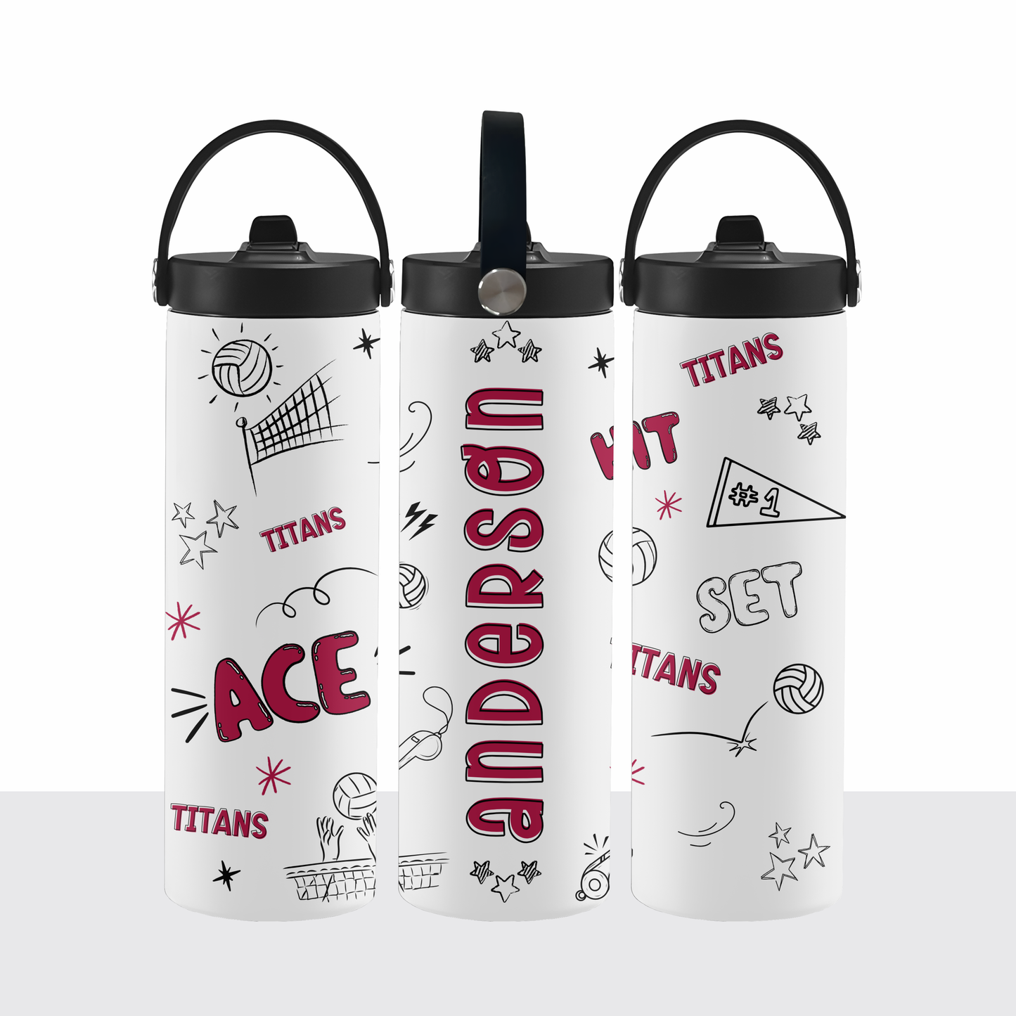 VOLLEYBALL—PERSONALIZED — Titans "Doodle" WATER BOTTLE
