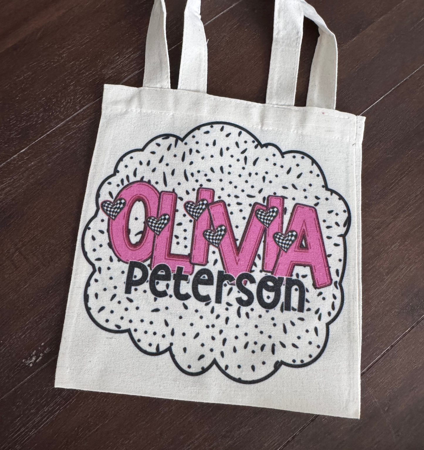 Personalized Small Valentine Tote - Dots