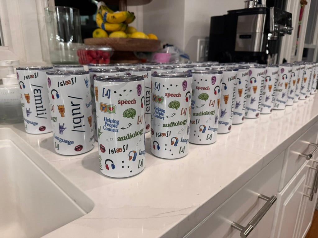 12oz Tumbler for Students Learning About Speech & Hearing