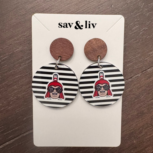 Titans Black and White Stripe Titan Mascot Circle Earring