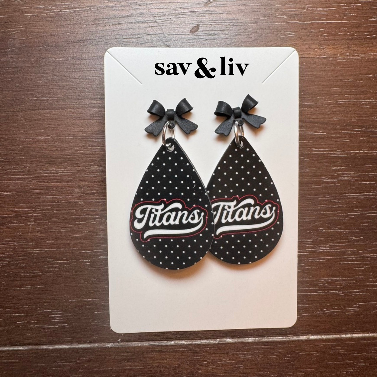 Titans Polka Dot Teardrop Earrings