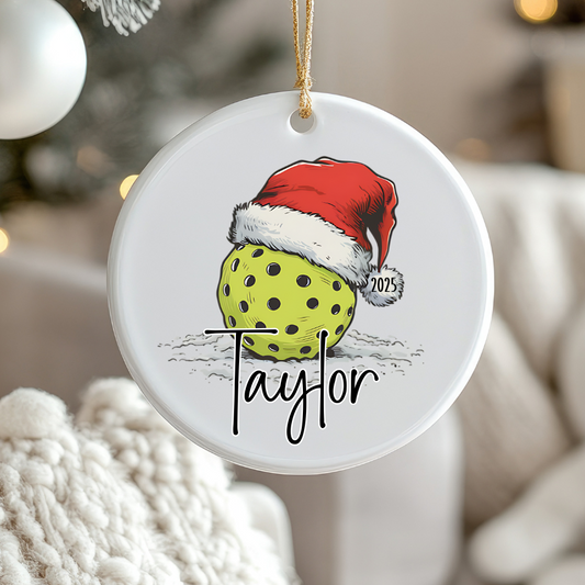 Pickleball in Snow Ornament