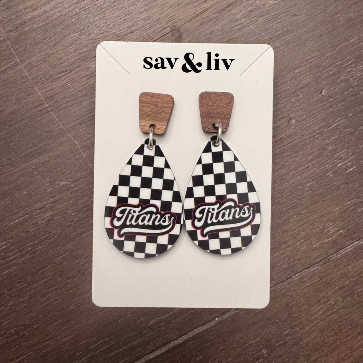 Titans Checkboard Teardrop Earrings