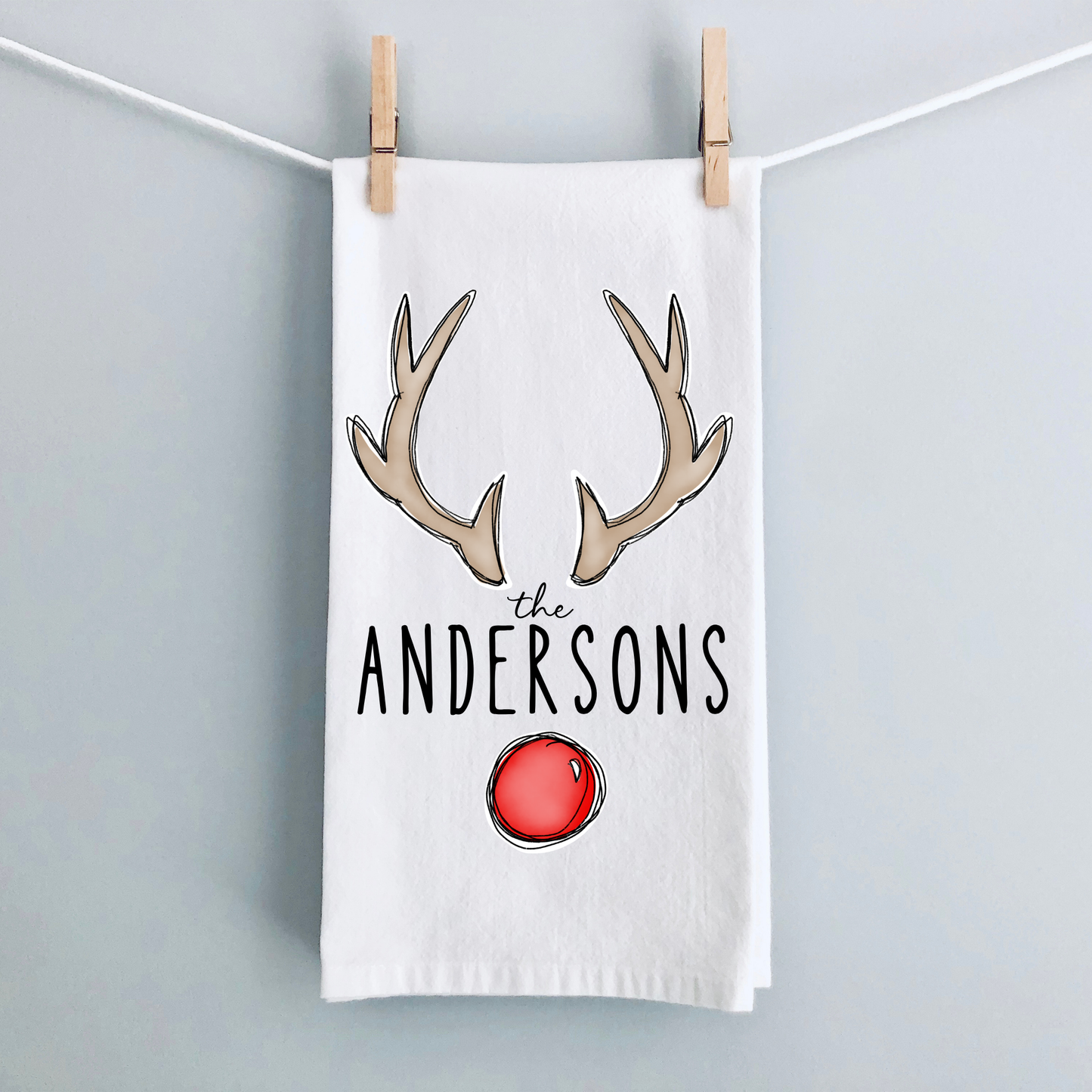 Reindeer Family Personalized Towels