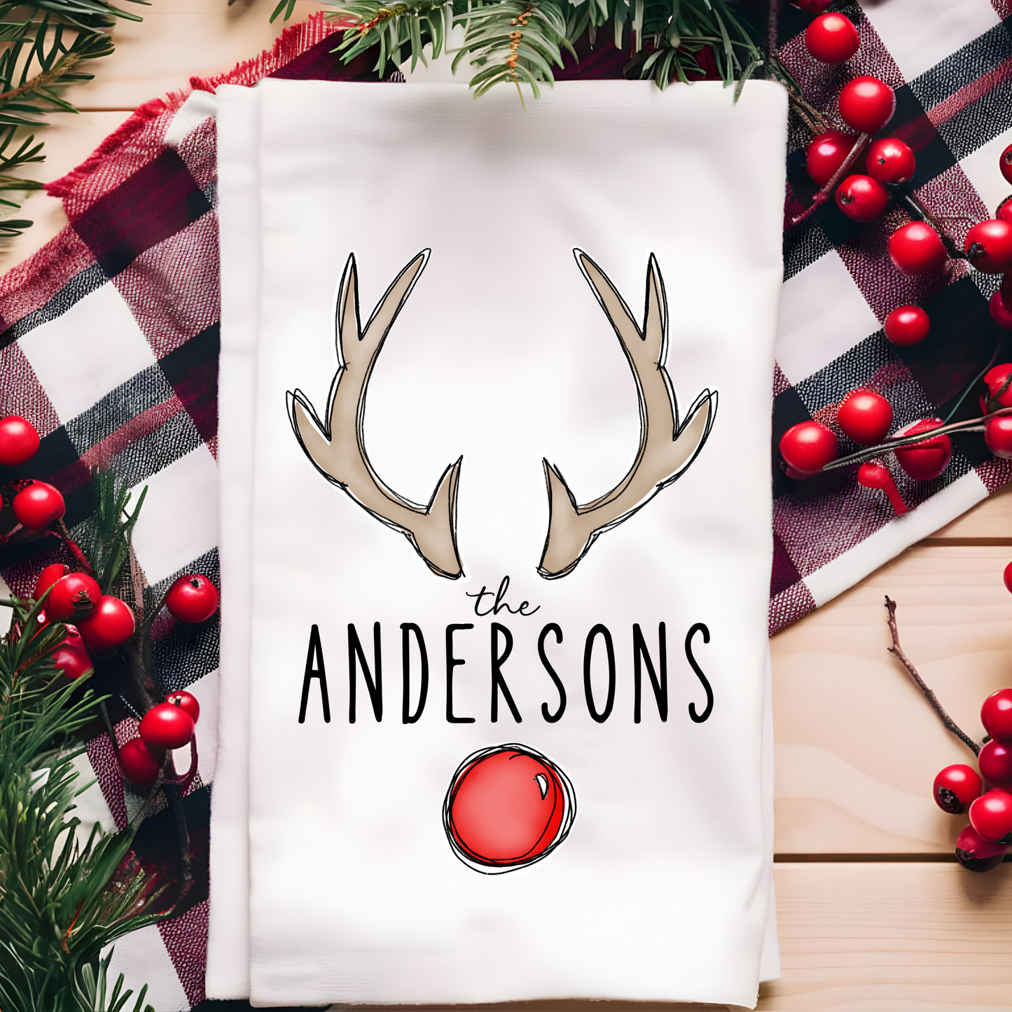 Reindeer Family Personalized Towels