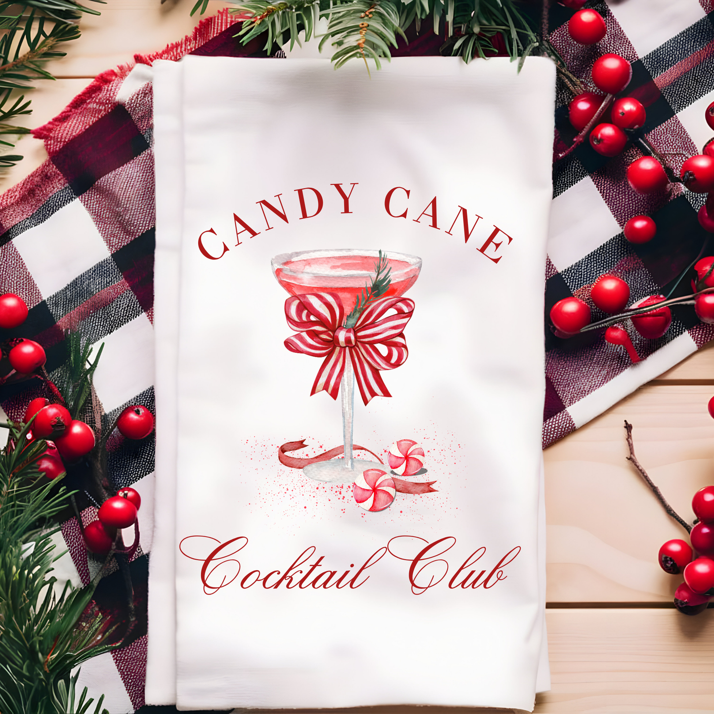 Candy Cane Cocktail Club Towel