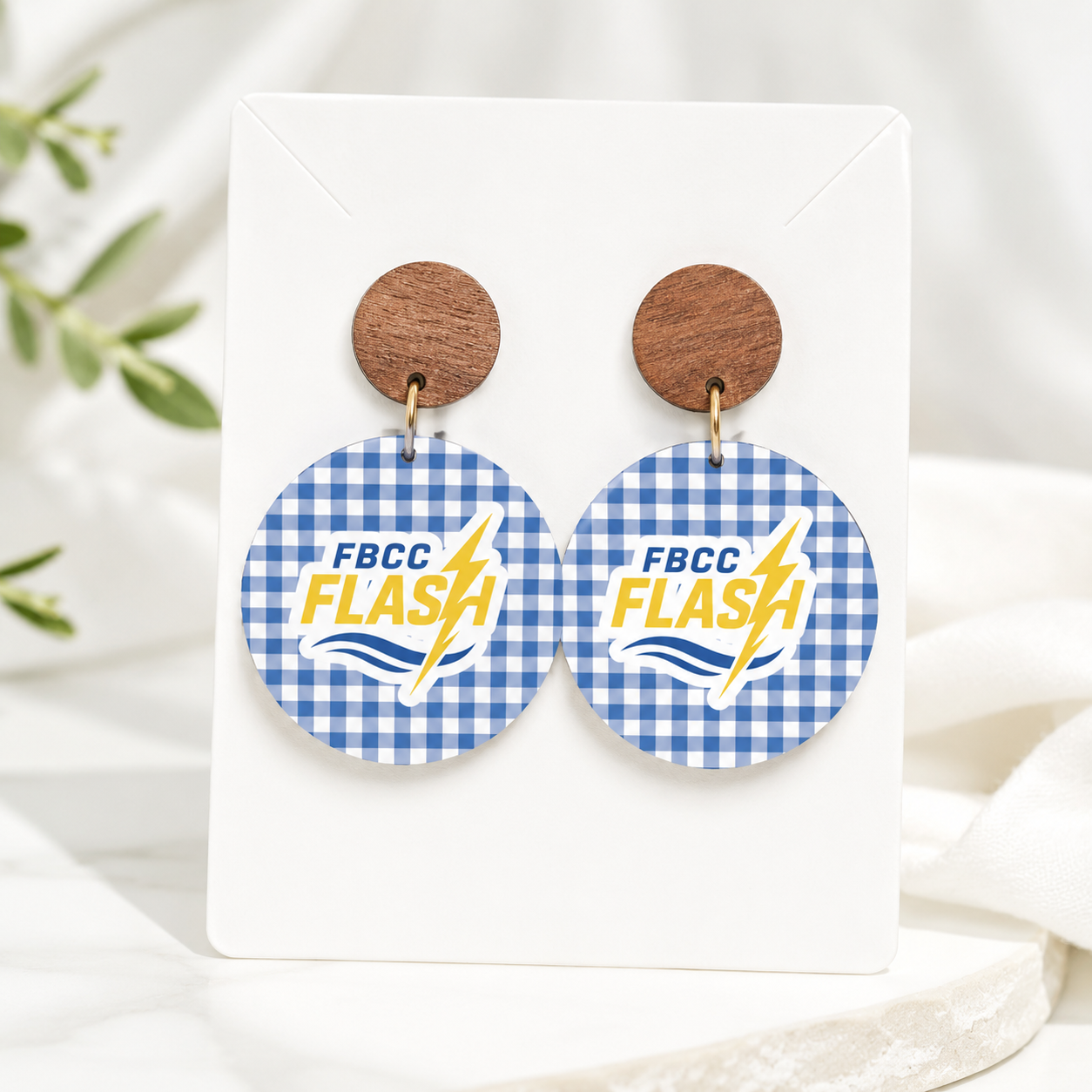 Flash - Blue Gingham Earring