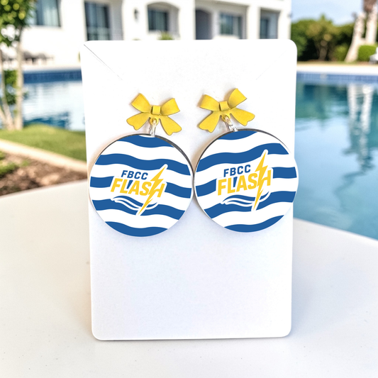 Flash - Blue Waves Circle with Yellow Bow