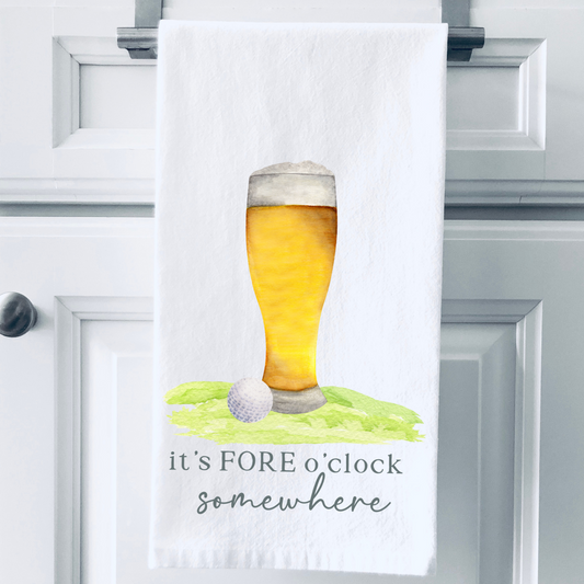 FORE O'CLOCK SOMEWHERE BEER TOWEL