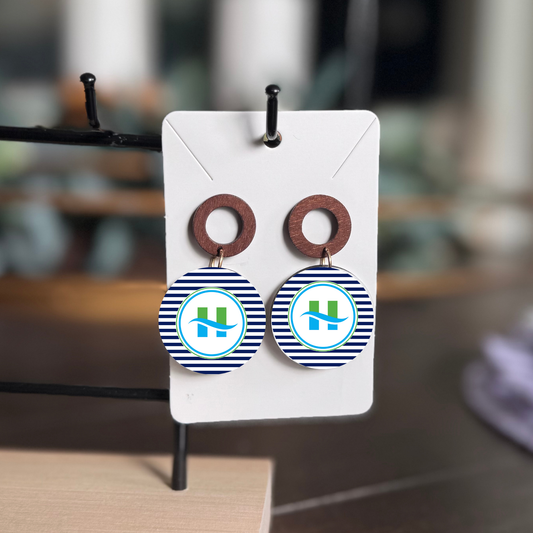 Hy-Crest Navy Stripe Circle Earring
