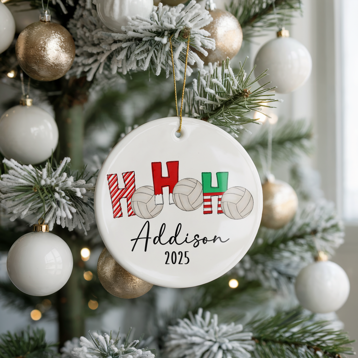 Volleyball Ho Ho Ho Personalized Ornament