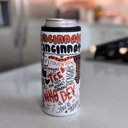 Skinny Can Cincy Art Hard Koozie