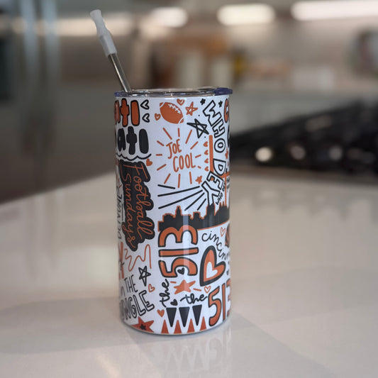 12oz Cincy Art Tumber with Straw