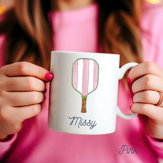 Pink Pickleball Paddle Mug