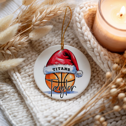Basketball Santa Hat Ornament