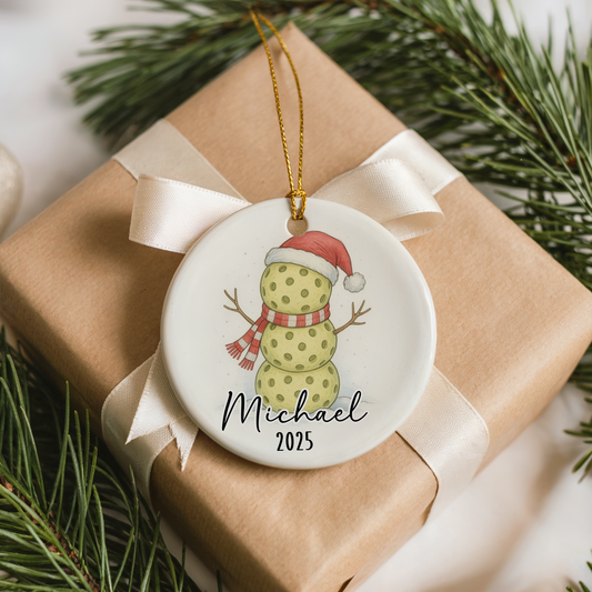 Pickleball Snowman Ornament