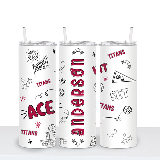 VOLLEYBALL—PERSONALIZED —Titan "Doodle" Tumbler
