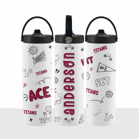 VOLLEYBALL—PERSONALIZED — Titans "Doodle" WATER BOTTLE