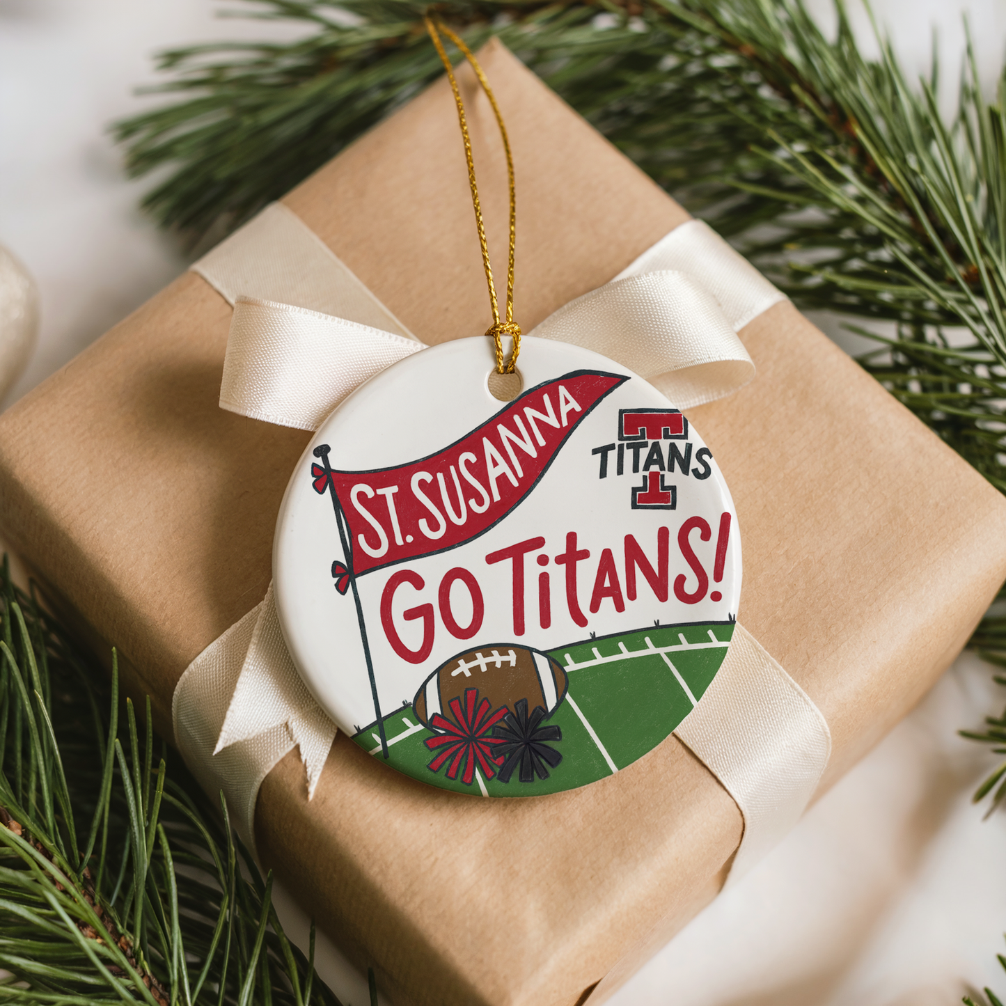 Go Titans Football Ornament