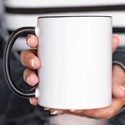 15oz Black Handle Ceramic Mug