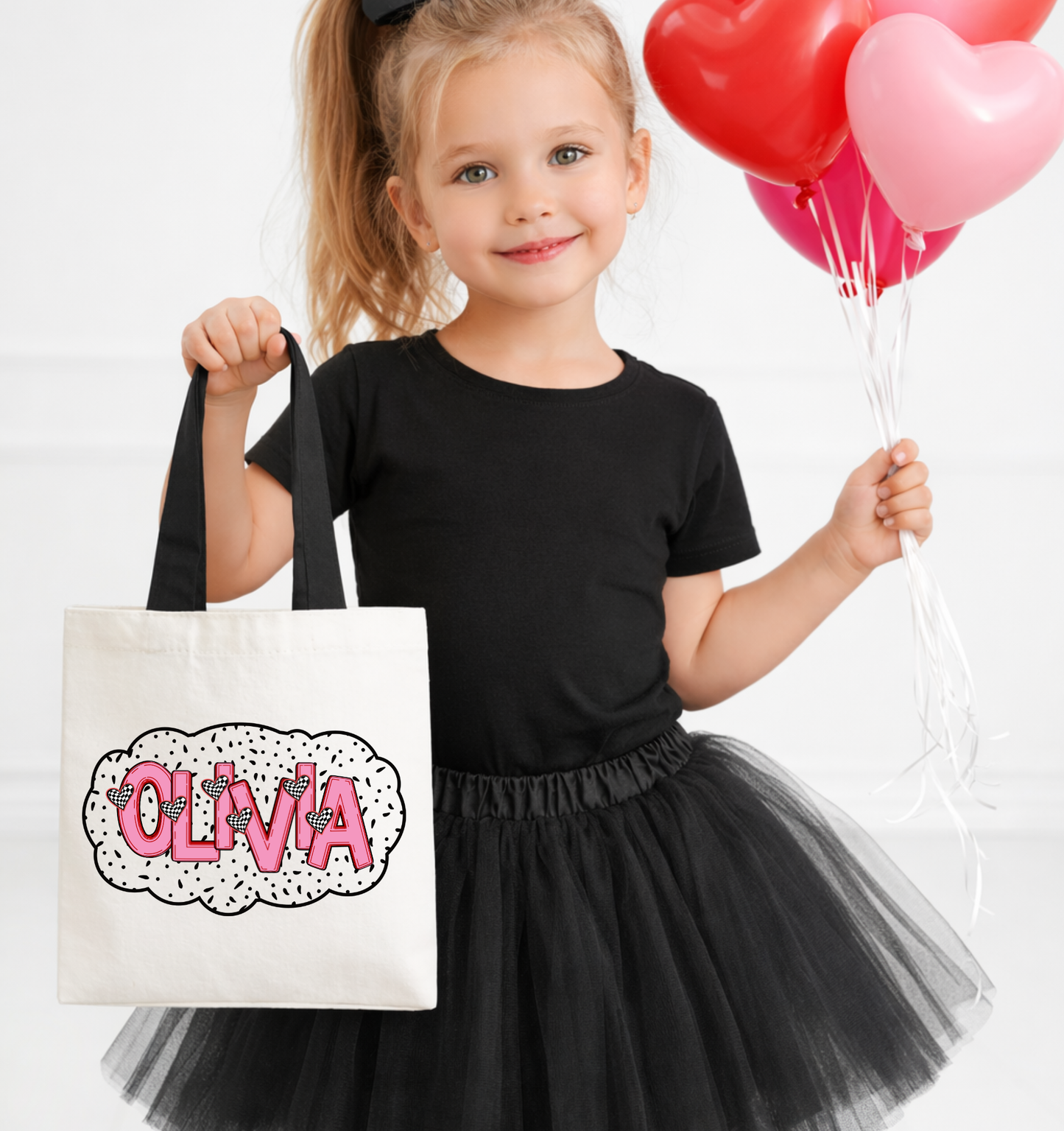 Personalized Small Valentine Tote - Dots