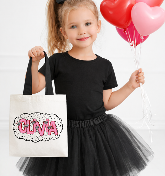 Personalized Small Valentine Tote - Dots